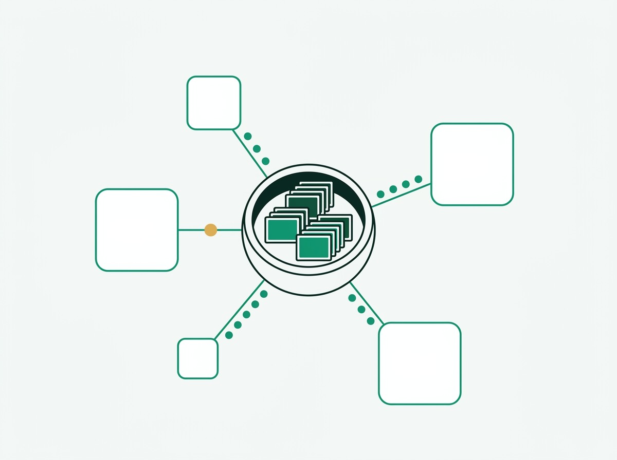 Illustration: zentraler, anonymisierter Common Pool, an den mehrere Organisationen angebunden sind